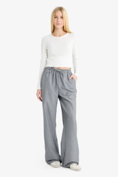Wide Leg Striped Trousers
