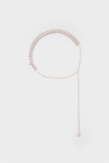 Kadın Silver Yuvarlak İki Sıra Metal Zincir Kemer