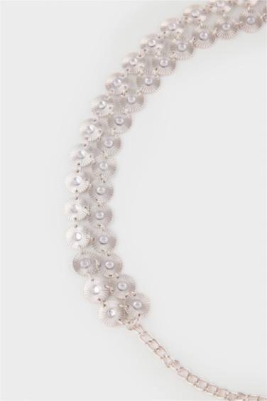 Kadın Silver Yuvarlak İki Sıra Metal Zincir Kemer