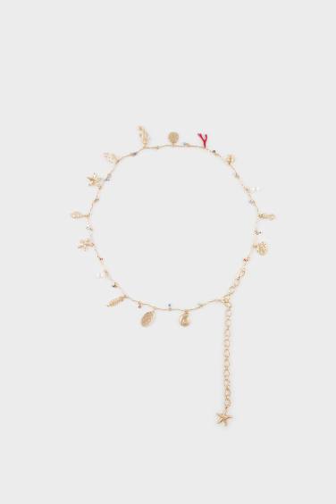 Kadın Deniz Temalı Charmlı Gold Bel Zinciri