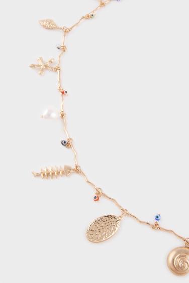 Kadın Deniz Temalı Charmlı Gold Bel Zinciri