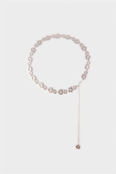 Kadın Çiçekli Silver Bel Zinciri