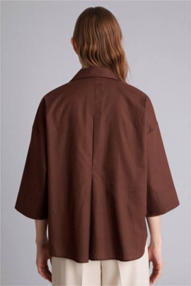 قميص ردن طويل قطن قصة مريحة