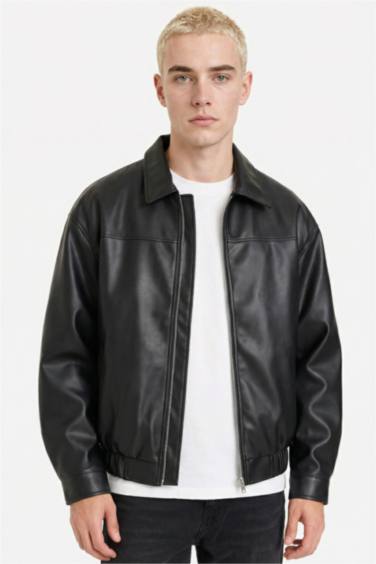 Oversize қайырма жағалы найзағайлы куртка