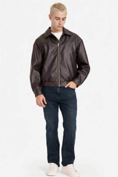 Oversize қайырма жағалы найзағайлы куртка