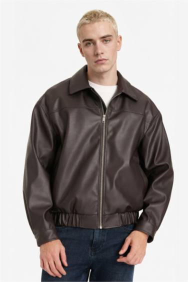 Oversize қайырма жағалы найзағайлы куртка