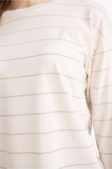 Relax Fıt Bisiklet Yaka Uzun Kollu Tişört