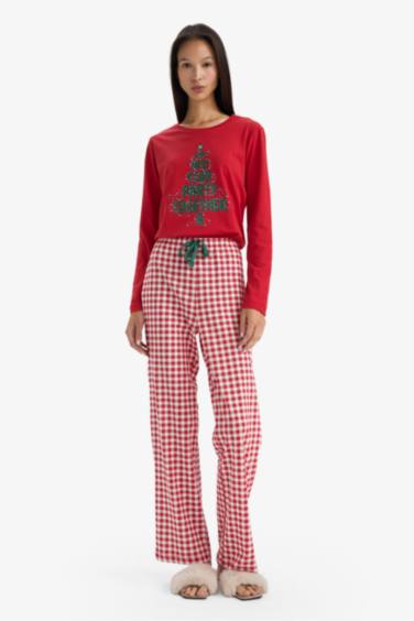 Yılbaşı Temalı Regular Fit Uzun Kollu Üst Uzun Alt-Fall in Love