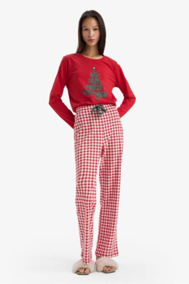 Yılbaşı Temalı Regular Fit Uzun Kollu Üst Uzun Alt-Fall in Love