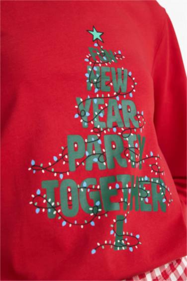 Yılbaşı Temalı Regular Fit Uzun Kollu Üst Uzun Alt-Fall in Love