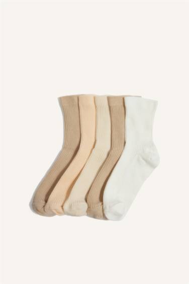 Kız Çocuk 5'li Pamuklu Uzun Çorap