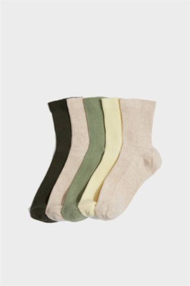 Girl 5 Piece Cotton Long Socks
