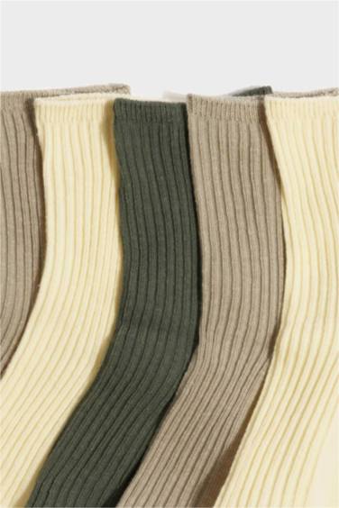 Kız Çocuk 5'li Pamuklu Uzun Çorap