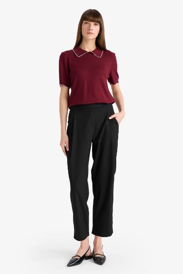 Barrel Fit Crop Ankle Length Trousers