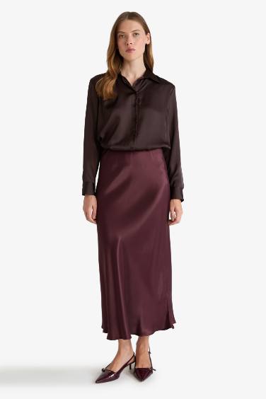 Oversize Geniş Kalıp Saten Uzun Kollu Gömlek