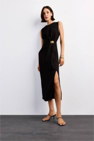 Slim Fit Poplin Sleeveless Dress