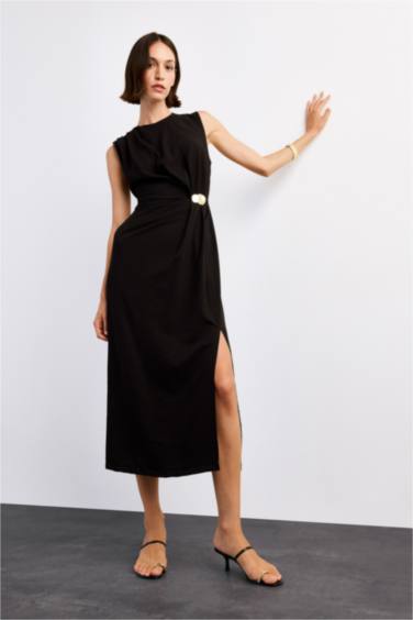 Slim Fit Poplin Sleeveless Dress