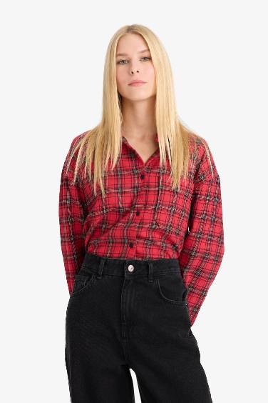 Coool Overshirt Fit Kareli Uzun Kollu Gömlek