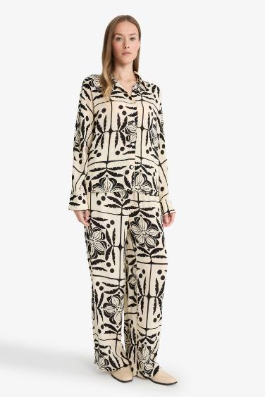 Girl Straight Wide Leg Crinkle Viscose Trousers