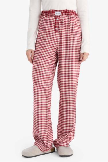 Regular Fit Uzun Kareli Pijama Altı-Fall in Love