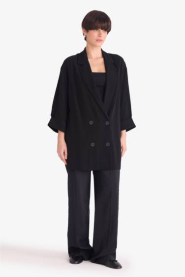 Regular Fit Jacket Collar Cotton Blazer