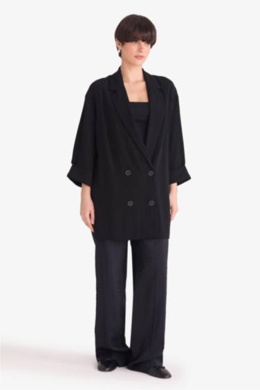 Regular Fit Jacket Collar Cotton Blazer