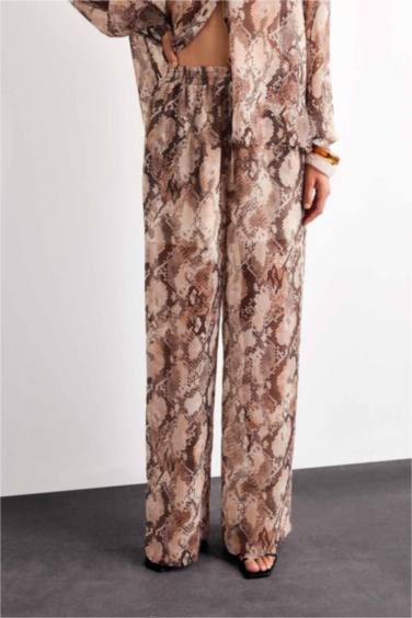 Relax Fit Regular Hem Chiffon Trousers