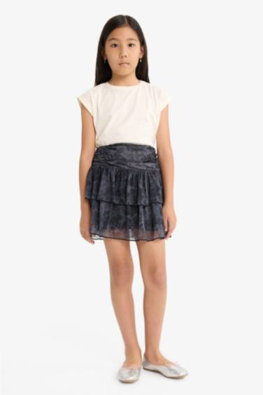 Girl Elastic Waist Layered Tulle Skirt