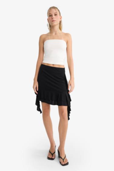 A-Line Regular Waist Ruffle Detail Mini Skirt
