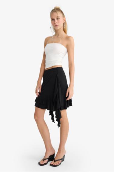 A-Line Regular Waist Ruffle Detail Mini Skirt