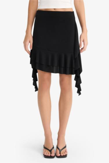 A-Line Regular Waist Ruffle Detail Mini Skirt