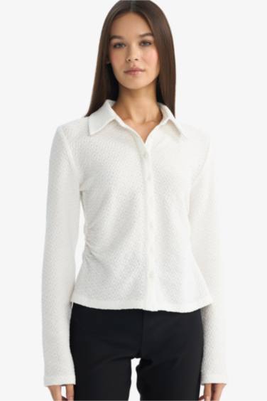 Slim Fit Shirt Collar Long Sleeve Shirt