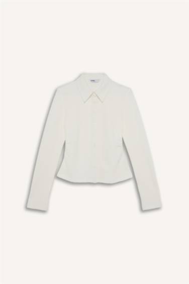 Slim Fit Shirt Collar Long Sleeve Shirt