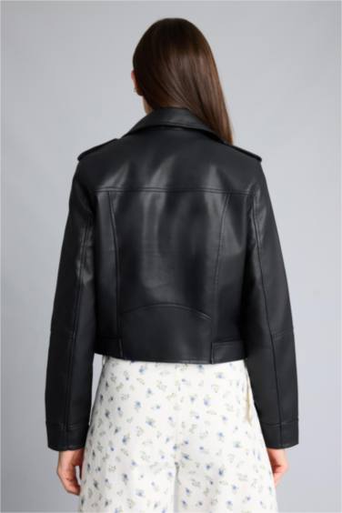 Afra x Defacto Relax Fit Suni Deri Mont - Görsel 7