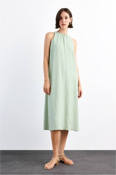 فستان ميدي كت قماش كرنكيل