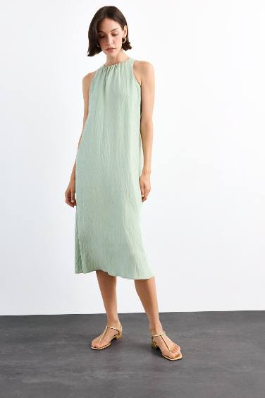 فستان ميدي كت قماش كرنكيل