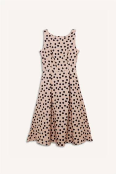 Polka Dot Sleeveless Ankle Length Dress