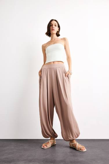 Baggy Fit Regular Waist Jogger Modal Trousers