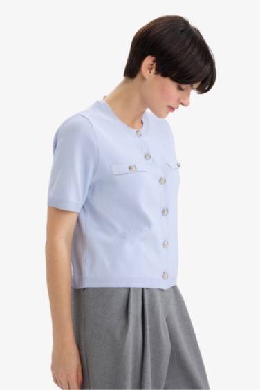 كارديجان تريكو نص كم قصة عادية برقبة مستديرة