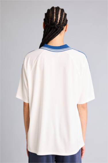 NBA Wordmark Oversıze Polo Yaka Tişört - Görsel 5