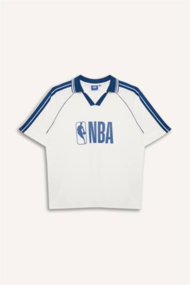 NBA Wordmark Oversıze Polo Yaka Tişört - Görsel 6
