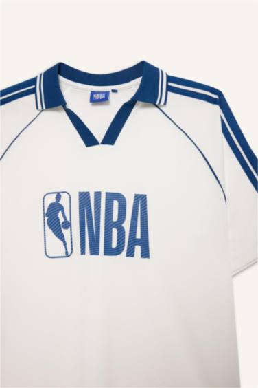 NBA Wordmark Oversıze Polo Yaka Tişört - Görsel 7