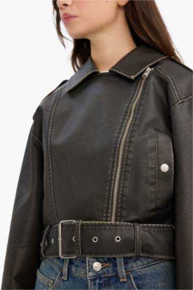 Relax Fıt Suni Deri Mont - Görsel 6