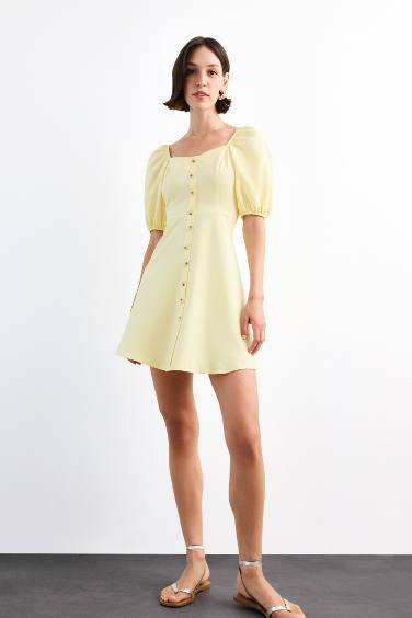 Balloon Sleeves Mini Dress