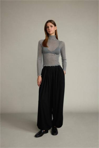 Balıkçı Yaka Çizgili Uzun Kollu Tişört