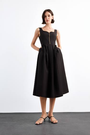 فستان ميدي بوبلين