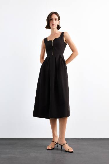 فستان ميدي بوبلين