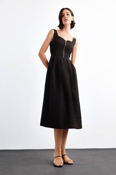 فستان ميدي بوبلين