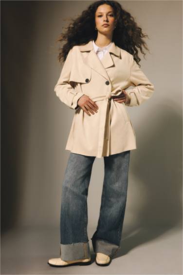 Smokin Yaka Süet Trençkot - Görsel 2