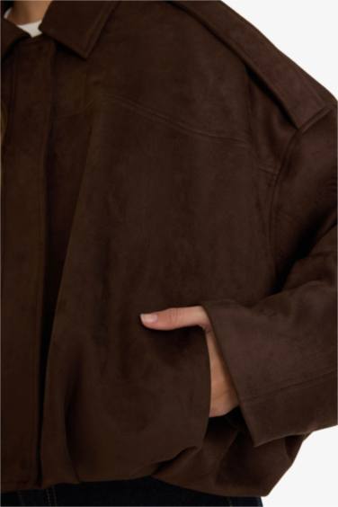 Su Geçirmez Regular Fit Süet Mont